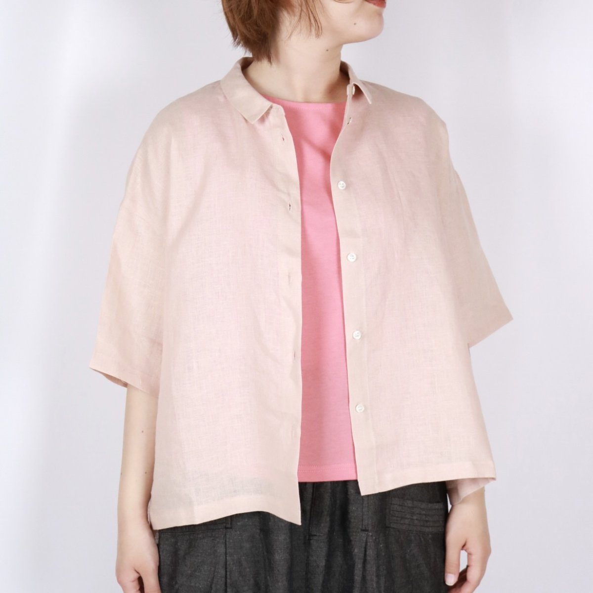 画像12: nachukara リネンポプリンシャツカラーブラウス 3色 (12)
