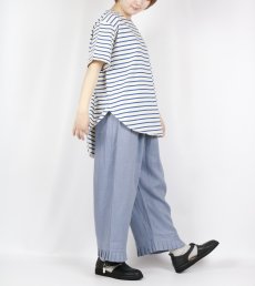 画像21: tumugu スープレコットン ボーダー天竺 裾ラウンド 半袖ロングT 2色 (21)