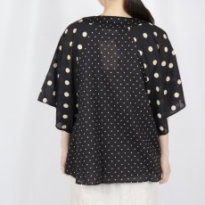 画像3: SOIL  VOILE DOT PRINT(PATCHWORK) V-NECK FRARED SLEEVE PULLOVER  2色 (3)