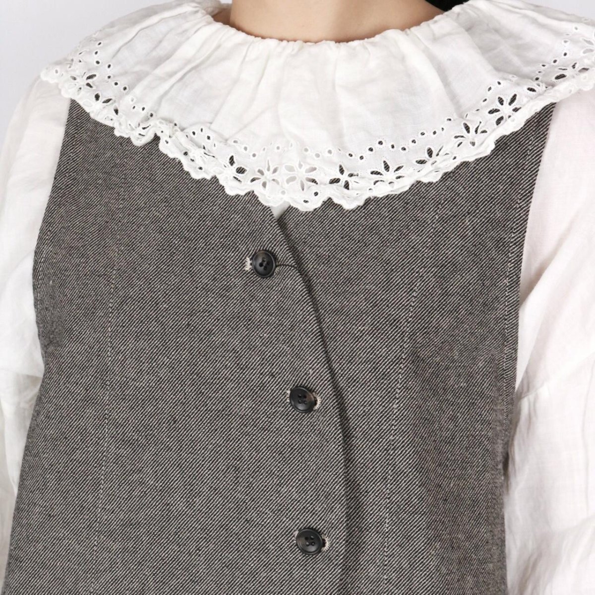 画像35: nachukara 綿麻先染ツイル フロントカーブ2wayベスト 3色 (35)