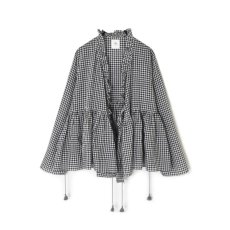 画像12: maison de soil  HANDWOVEN COTTON/SILK GINGHAM CHECK FRILL CASHE COUER  2色 (12)