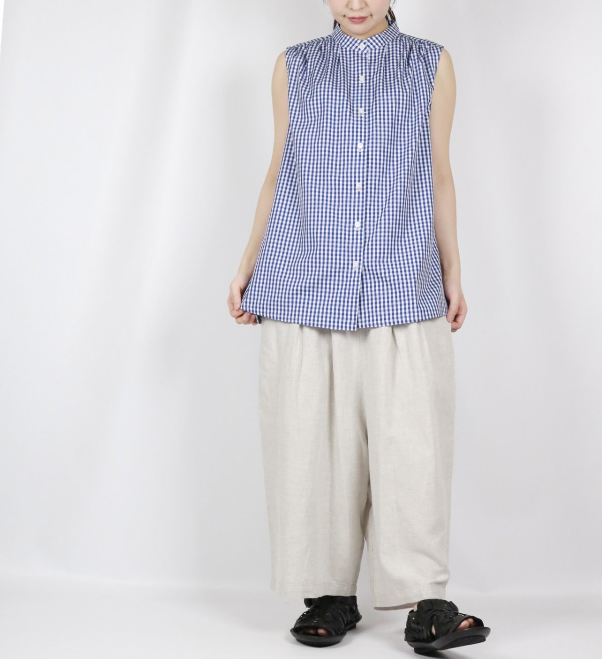 画像5: Vent d'ouest ギンガムチェッククールマックスノースリーブシャツ　2色 (5)