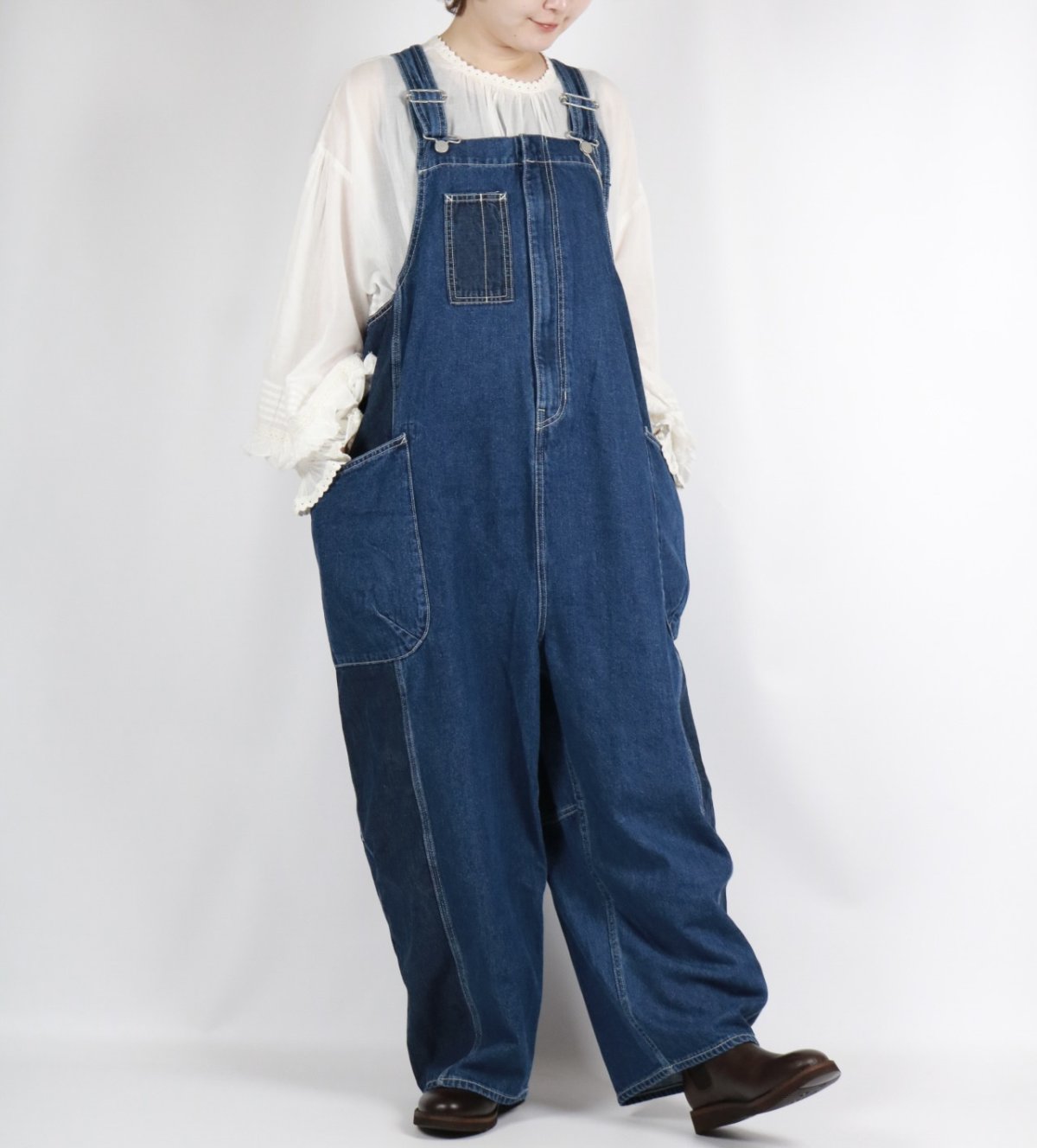 画像2: tumugu: 10ozデニムサロペット FADE BLUE (2)