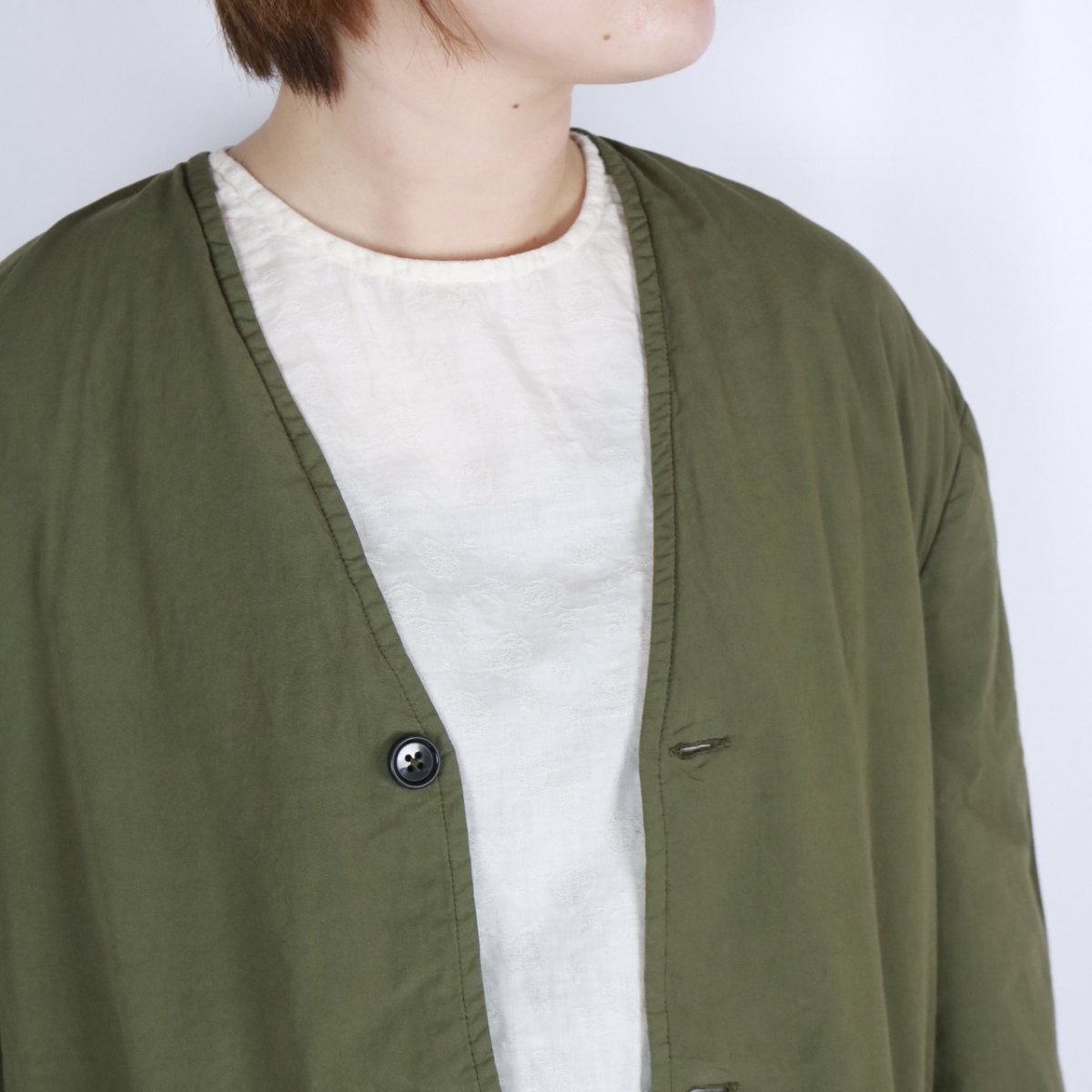 画像39:  Vas-y Lentement 40s ORGANIC POPLIN (OVERDYE) SIDE VENTS V-NECK JACKET 2色2サイズ (39)