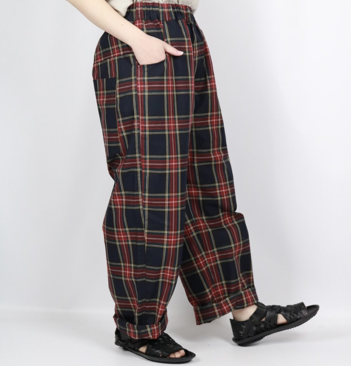 画像22: NARU 高密度ギャバチェックノッポパンツ　2色 (22)