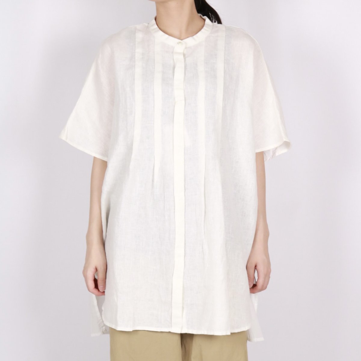 画像13: blue willow  リネン後ろ別布切り替え チュニック　2色 (13)