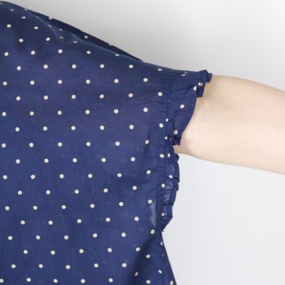 画像1: SOIL   80s COTTON VOILE DOT PRINT GATHERED SMOCK