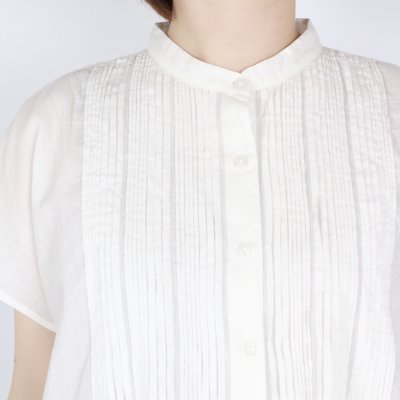 画像1: SOIL 80s COTTON VOILE PLAIN BANDED COLLAR FRENCH/SL PINTUCK SHIRT 2色