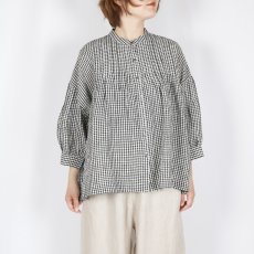画像6: SOIL  60s LINEN CHECK BANDED COLLAR 3/4SL PINTUCK SHIRT (6)