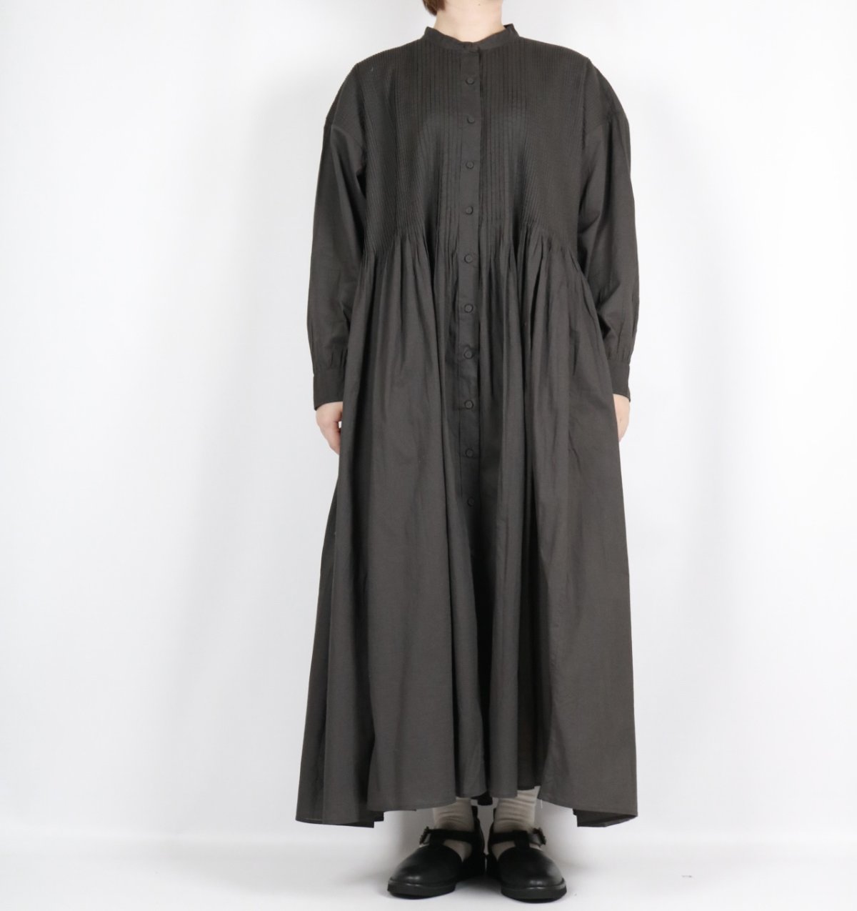 画像13: maison de soil 60s ORGANIC CAMBRIC PLAIN BANDED COLLAR DRESS WITH MINI PINTUCK 2色 (13)