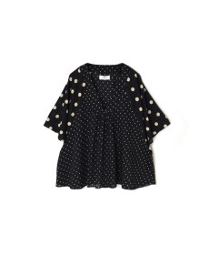 画像25: SOIL  VOILE DOT PRINT(PATCHWORK) V-NECK FRARED SLEEVE PULLOVER  2色 (25)