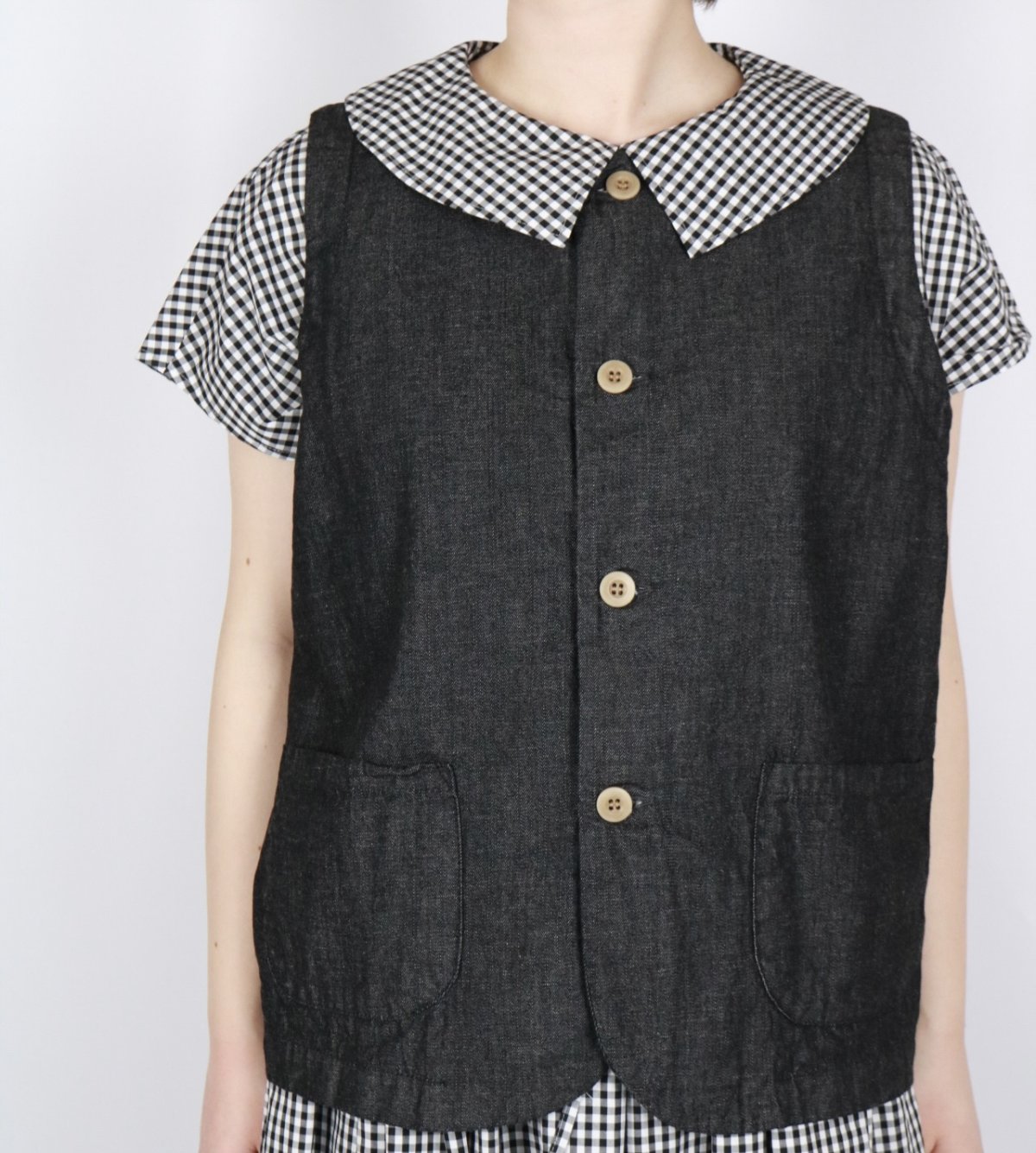 画像35: NARU 8ozムラデニムフロントボタンベスト　4色 (35)