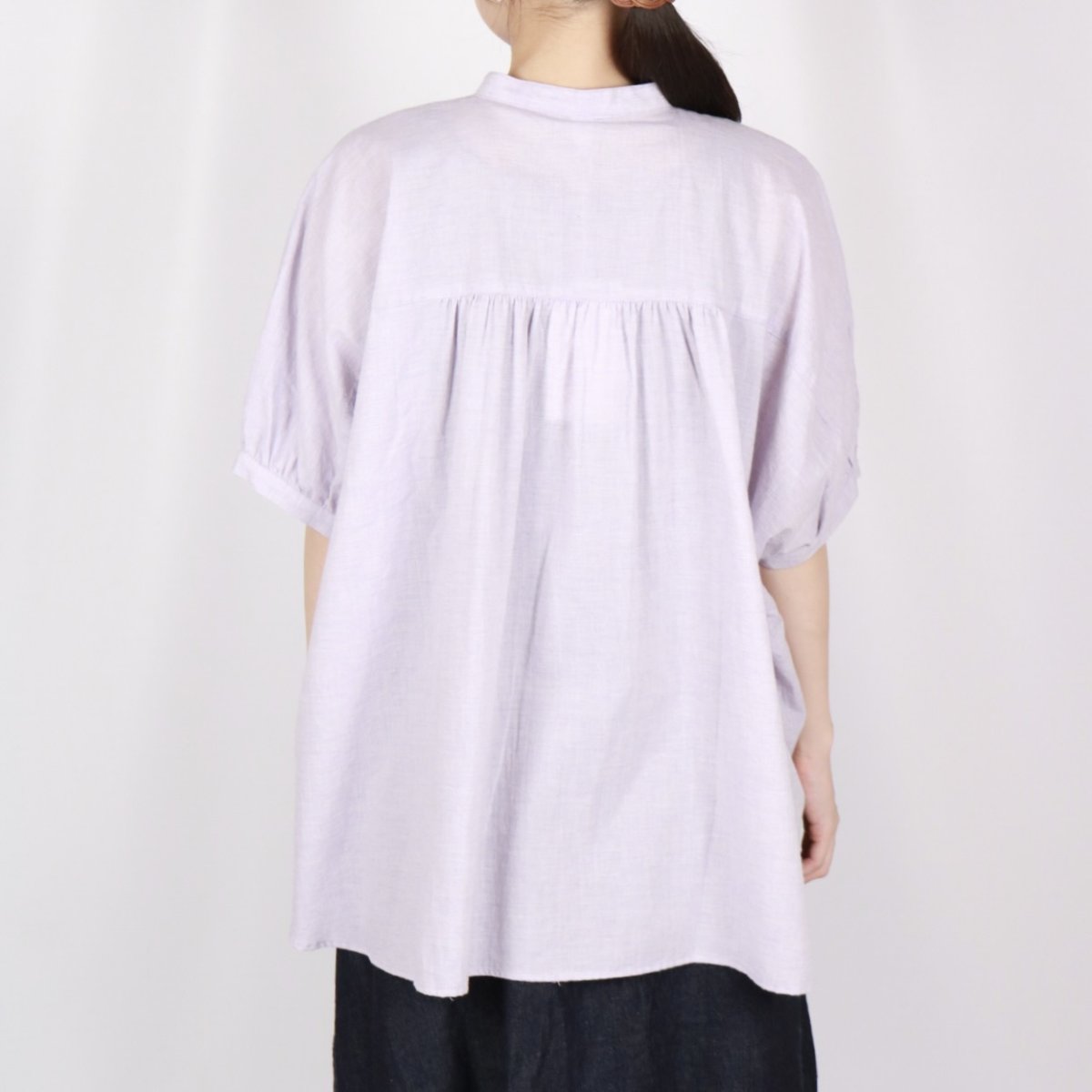 画像17: LUEUF   バンドカラー ギャザーシャツ  2色 (17)