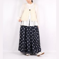 画像3: maison de soil  BANGALORE SILK DOT PRINT RAJASTHAN TUCK GATHERED SKIRT WITH LINING 2色 (3)