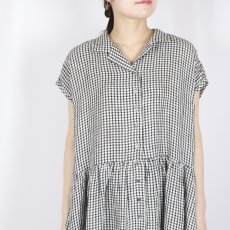 画像10: SOIL 60s LINEN CHECK OPEN COLLAR SHIRT DRESS 2サイズ (10)