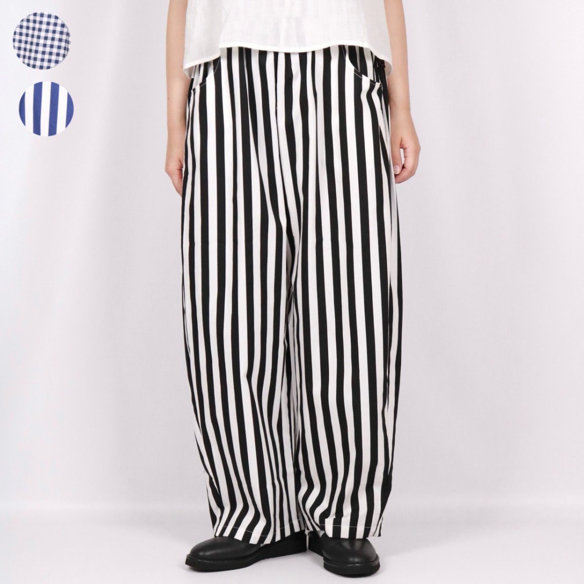 画像1: NARUブロード　ストライプ　チェック柄 ノッポパンツ　3柄 (1)