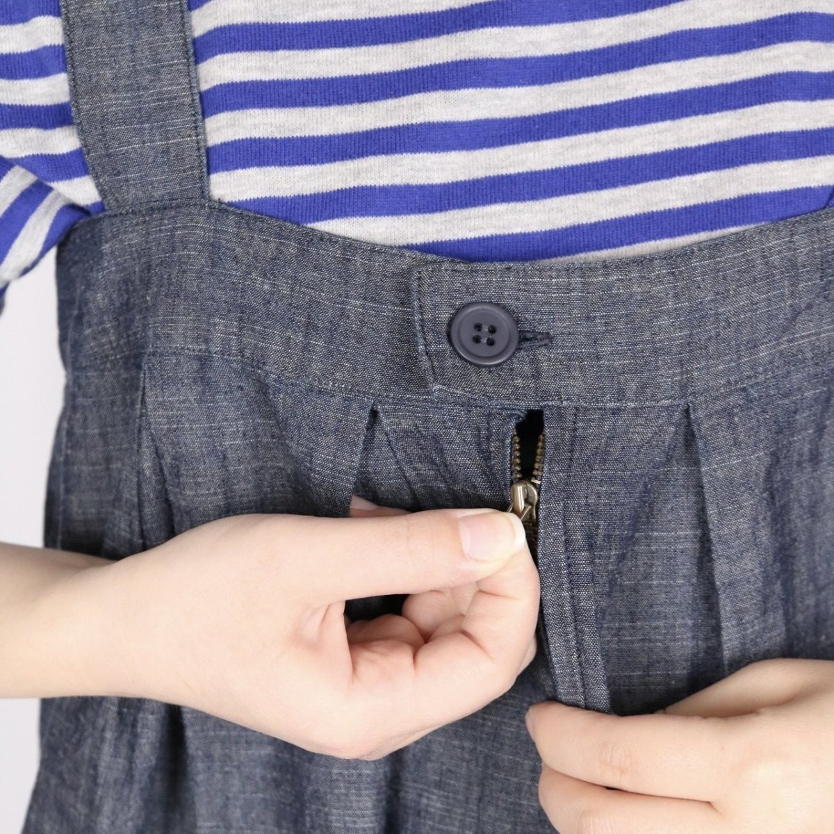 画像11: 20%OFF SALE! nachukara  綿麻スラブデニム タックサロペット  2色 (11)