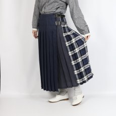 画像13: O'NEIL OF DUBLIN　IRISH LINEN PATCHWORK LOW WAIST PLEATS WRAP SKIRT LENGTH 80cm (WITH PIN)　2色 (13)