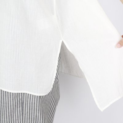 画像1: SOIL 80s COTTON VOILE PLAIN BANDED COLLAR S/SL PINTUCK SHIRT 2色