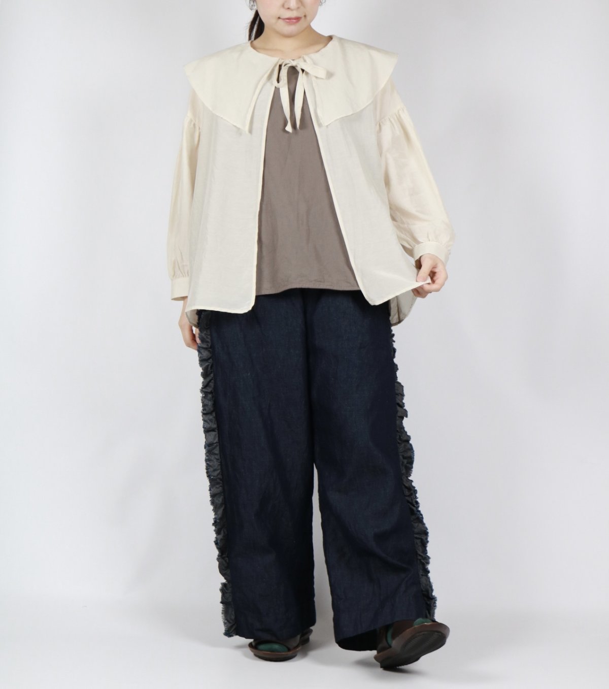 画像2: ROBE de PEAU シアー ハオリ ブラウス   2色 (2)