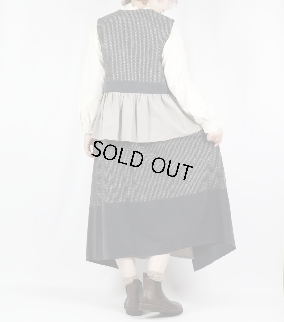 画像8: MAGALI ピンドットツイード・ヴィンテージ・スカート　グレー (8)