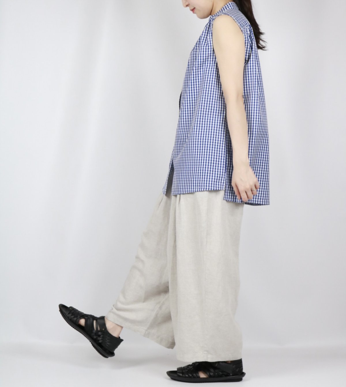 画像6: Vent d'ouest ギンガムチェッククールマックスノースリーブシャツ　2色 (6)