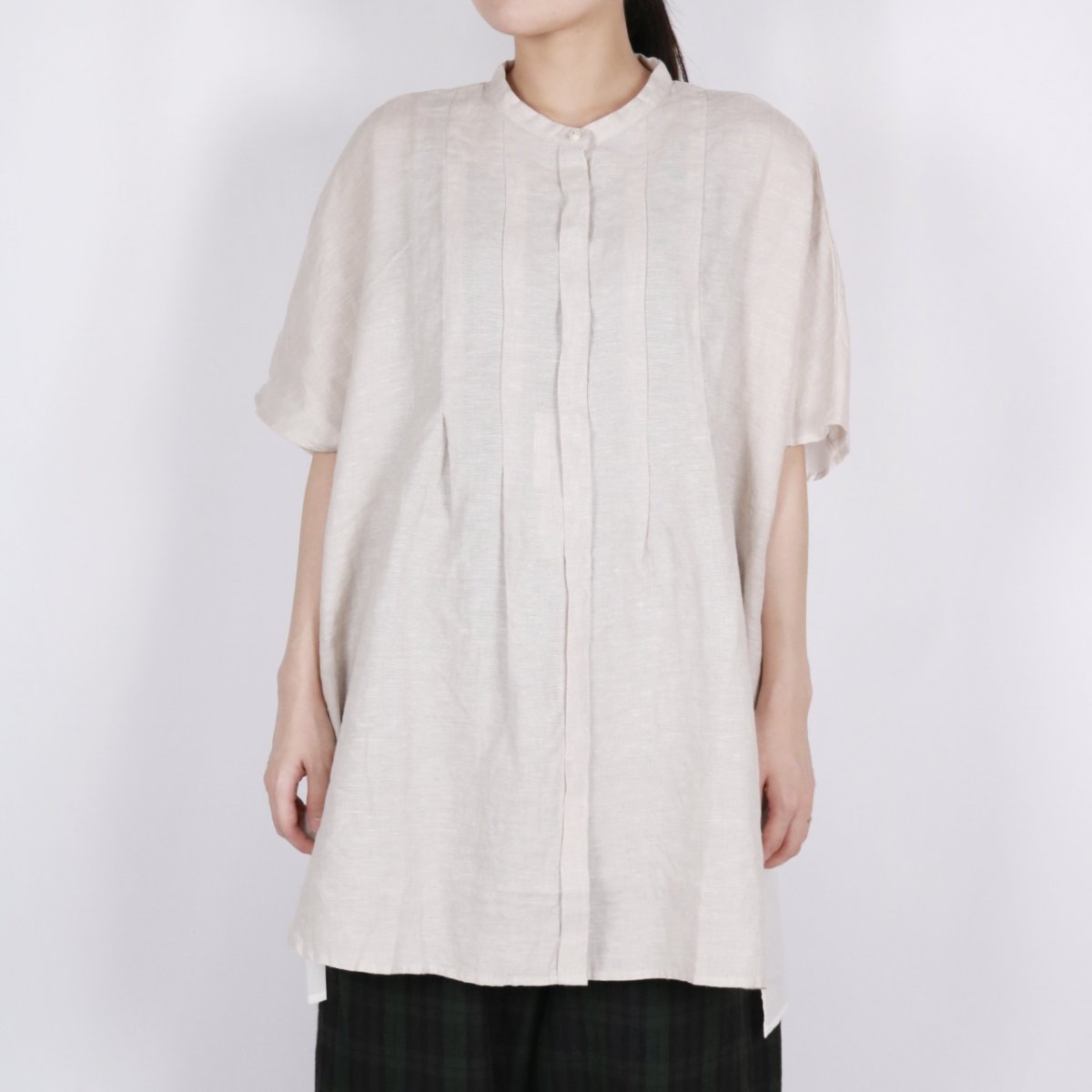 画像2: blue willow  リネン後ろ別布切り替え チュニック　2色 (2)