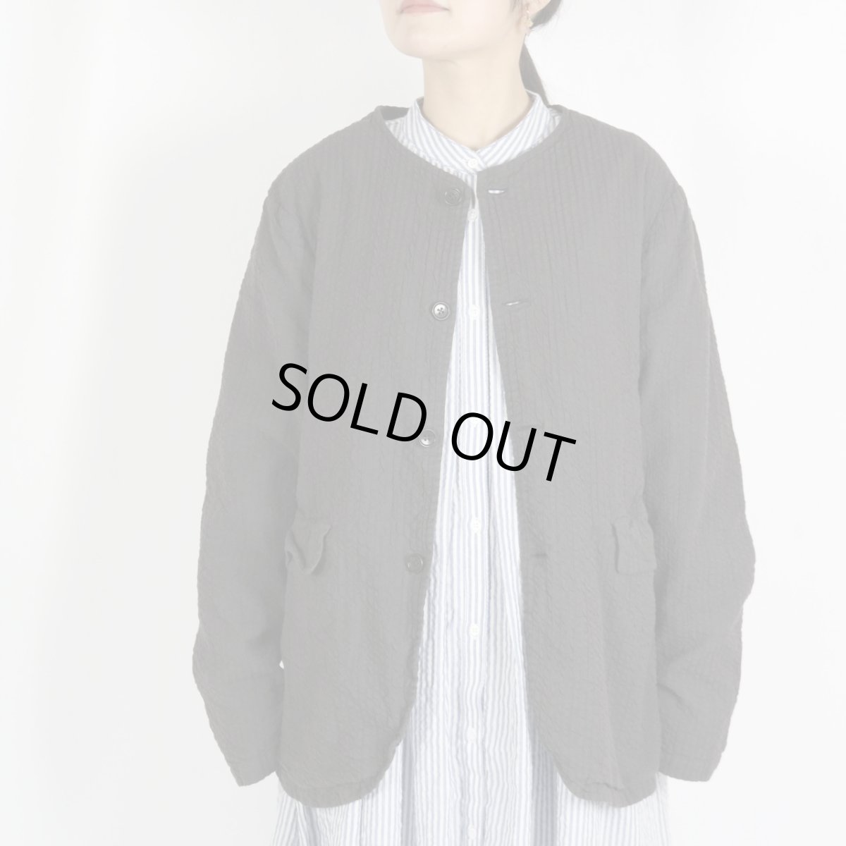 画像6: Vas-y Lentement　SEERSUCKER PLAIN OVERDYE SIDE VENTS NO COLLAR JACKET　2色 (6)