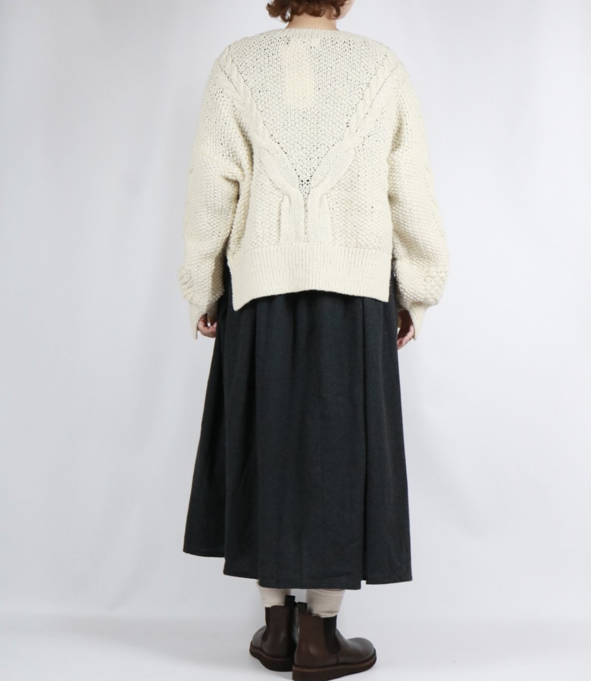 画像25: tumugu:　ロービングウール ケーブルニット カーディガン　3色 (25)