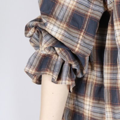 画像2: 【6月17日12:00までの期間限定販売】Nina Niina　check puff blouse　2色 