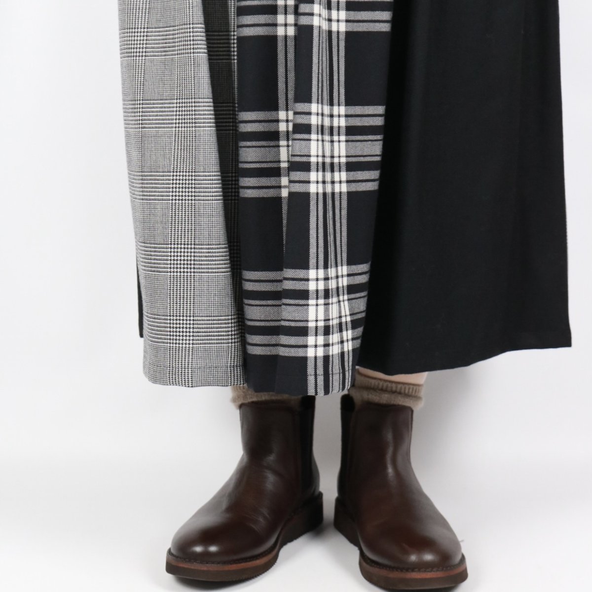 画像11: Vent d’ouest タータンチェック切替イージーロングスカート (11)
