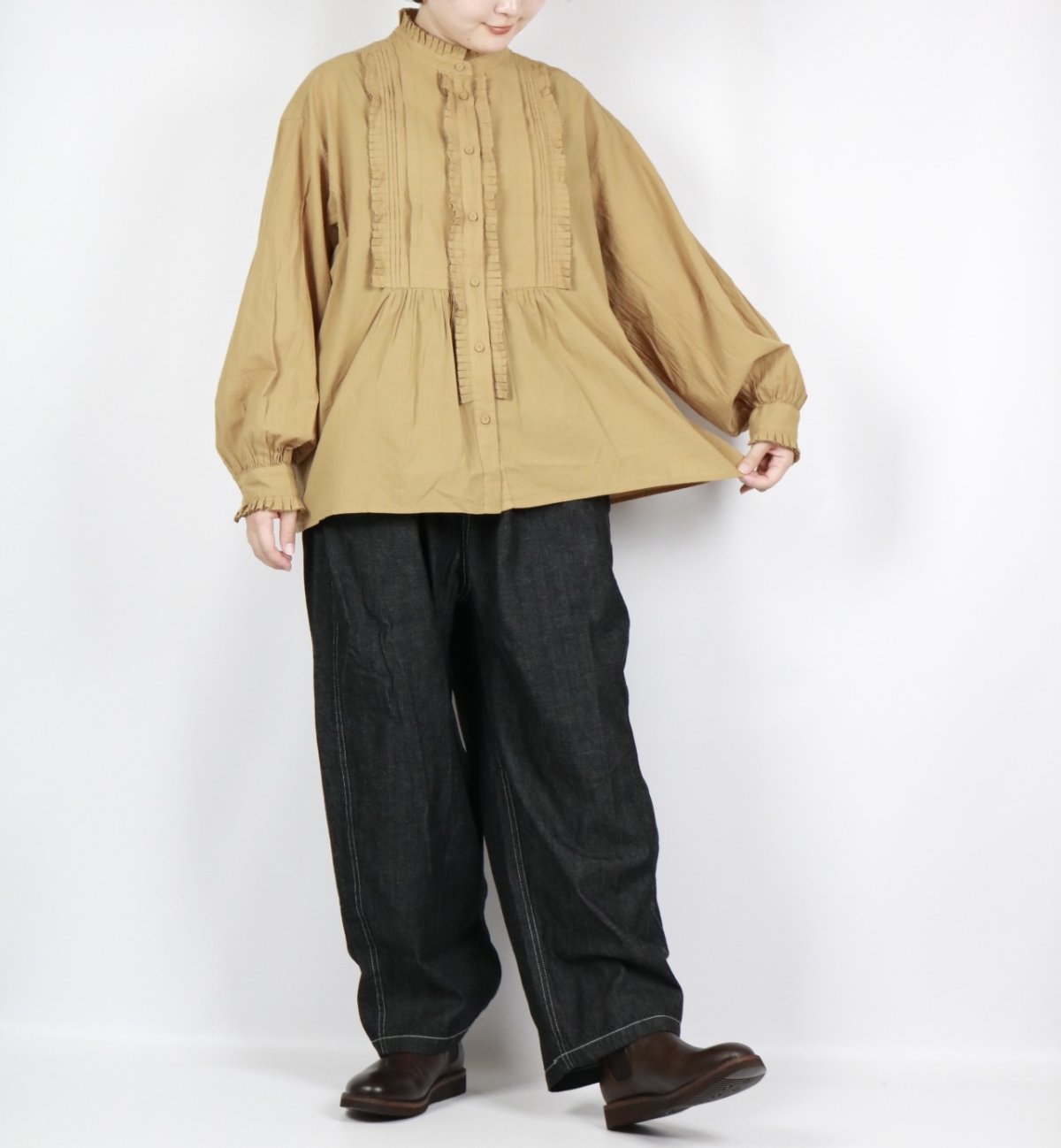 画像19: tumugu: ふわふわコットンタックフリルブラウス 2色 (19)