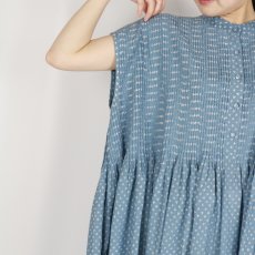 画像8: maison de soil  80s VOILE TRIANGLE BLOCK PRINT BANDED COLLAR FRENCH/SL DRESS WITH PINTUCK 2色2サイズ (8)