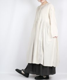 画像3: maison de soil 80s ORGANIC COTTON SMALL CHECK&VOILE PLAIN(OVER DYE) CREW NECK BUTTON SHIRT MAXI DRESS WITH PINTUCK 2色 (3)