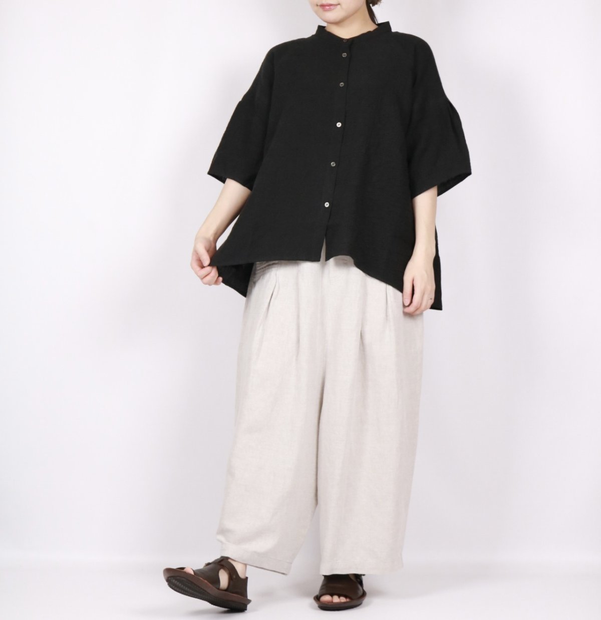 画像25: nachukara  東炊きリネン バンドカラーブラウス  2色 (25)