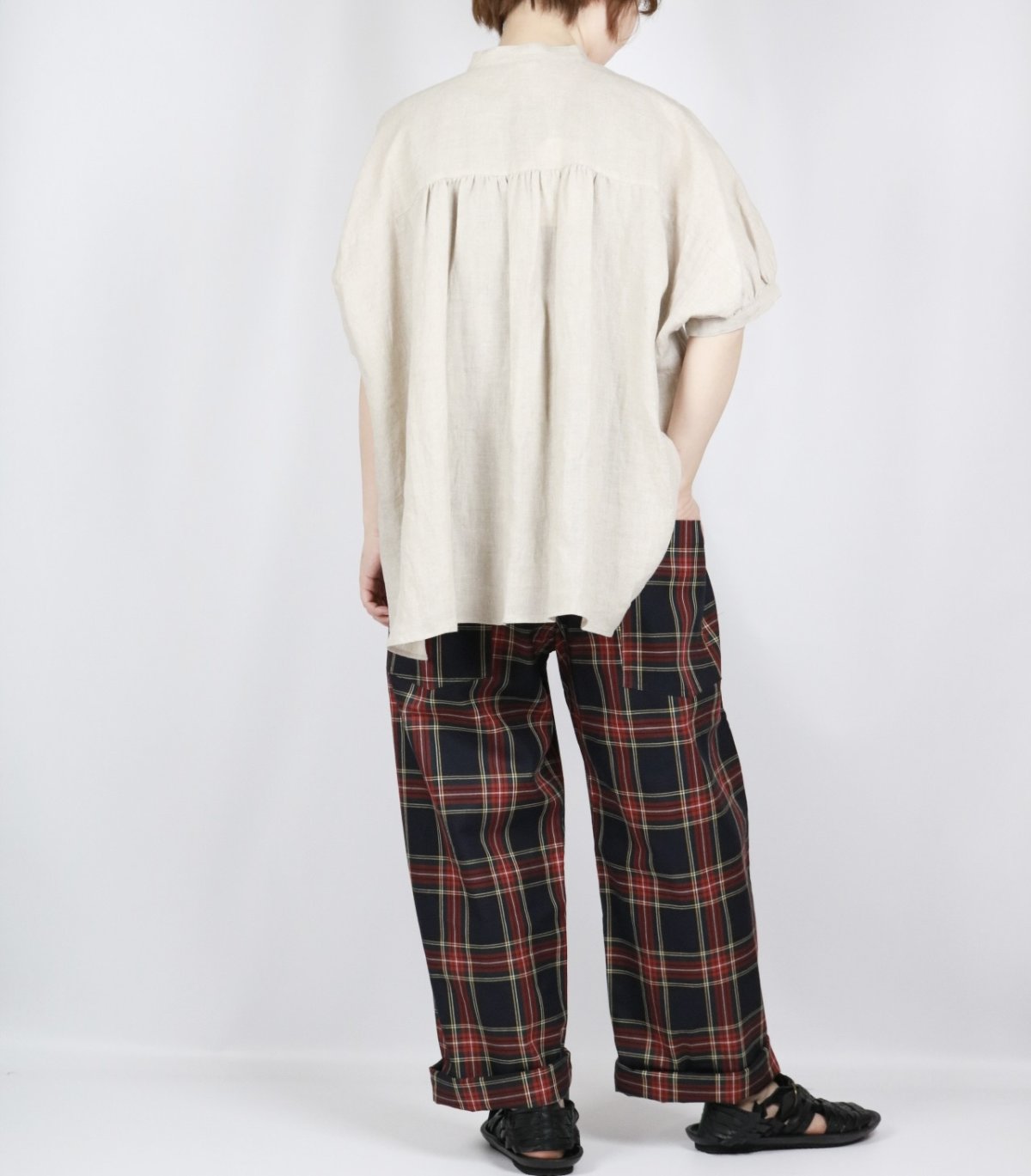 画像20: NARU 高密度ギャバチェックノッポパンツ　2色 (20)