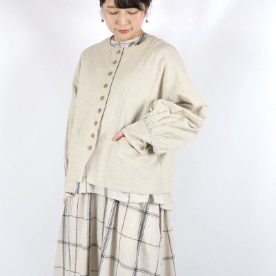 画像2: tukuroi  綿麻平織ボリューム袖 ジャケット 2色