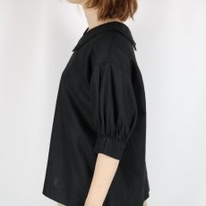 画像8: 30%OFF SALE　ROBE de PEAU ブリリアントコットンリネンブラウス   BLACK (8)