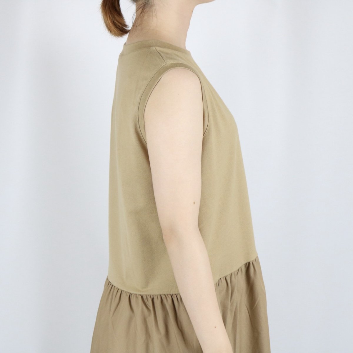 画像18: nachukara 天竺×ブロード ドッキング ノースリーブワンピース　3色 (18)