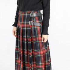 画像5: O'neil of Dublin   WORSTED WOOL LOW WAIST PLEATS WRAP SKIRT LENGTH 80cm (WITH PIN) 3色 (5)