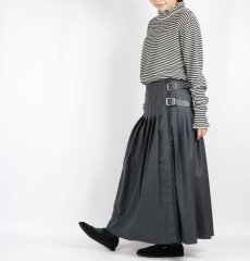 画像15: O'neil of Dublin   WORSTED WOOL LOW WAIST PLEATS WRAP SKIRT LENGTH 80cm (WITH PIN) 3色 (15)