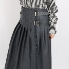 画像20: O'neil of Dublin   WORSTED WOOL LOW WAIST PLEATS WRAP SKIRT LENGTH 80cm (WITH PIN) 3色 (20)