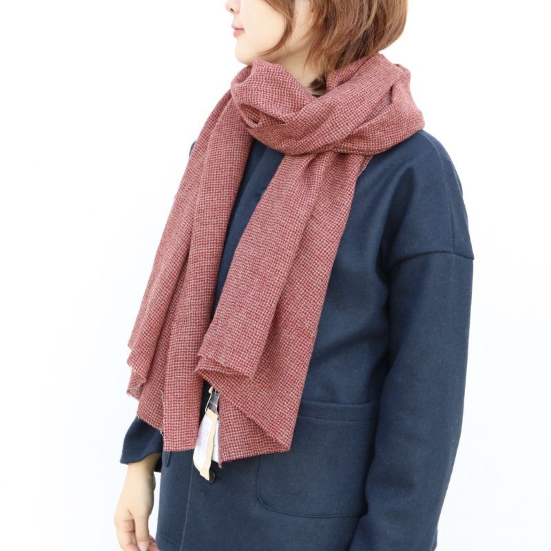 30%off SALE！ NARU ウールガーゼチェック千鳥柄 長方形ストール 