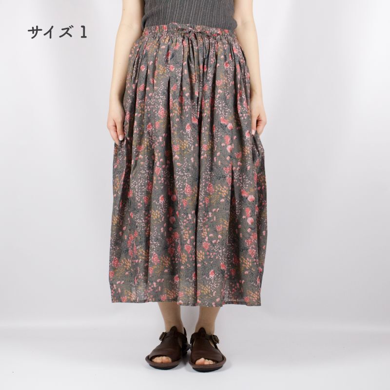 SOIL COTTON FLOWER PRINT GATHERED SKIRT 2サイズ - toritoRu