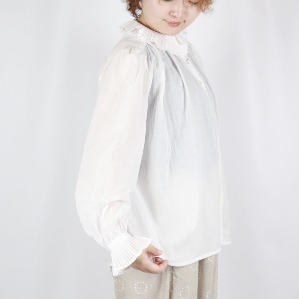 画像3: PONT DE CHALONS 付け衿フリルブラウス 2色 (3)