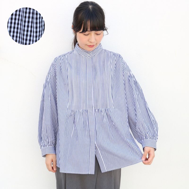 PONT DE SHALONS ピンタックバンドカラーシャツ 2色 - toritoRu